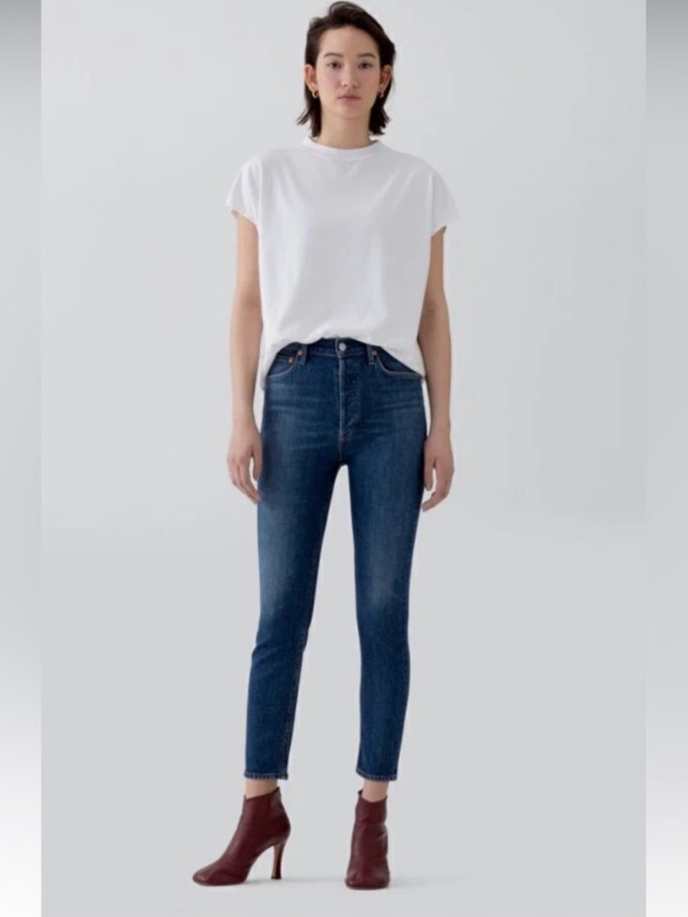 AGOLDE Denim Jeans High rise Slim Women Size 24 Organic Cotton Blend Button Fly